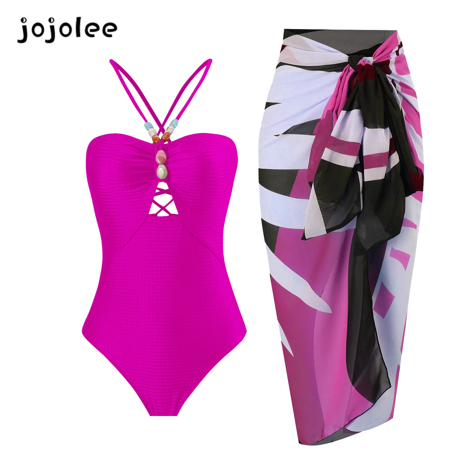 2024 new  solid color one-piece women swimsuit set  belly covering thin swimming bañador mujer volantes  swimsuit women