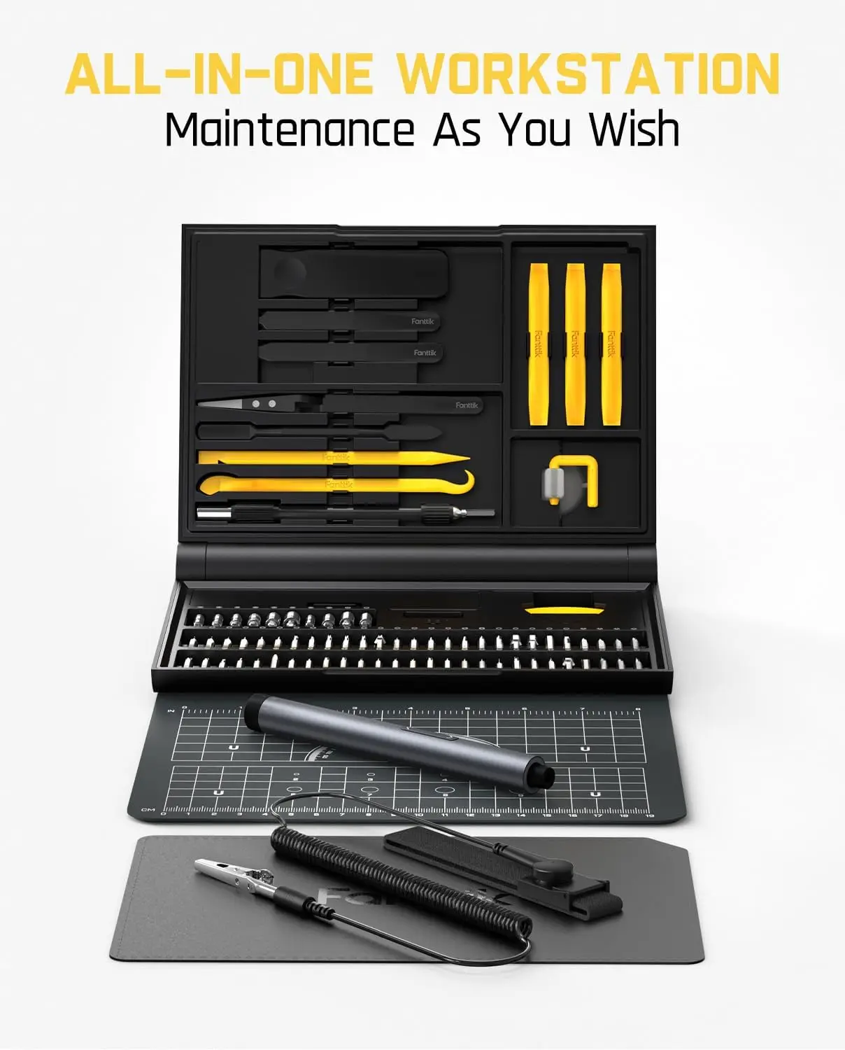 Electric Screwdriver Kit with 64 Magnetic Bits, 12 Tools, Dual Torque for Phone Laptop Electronics Repair