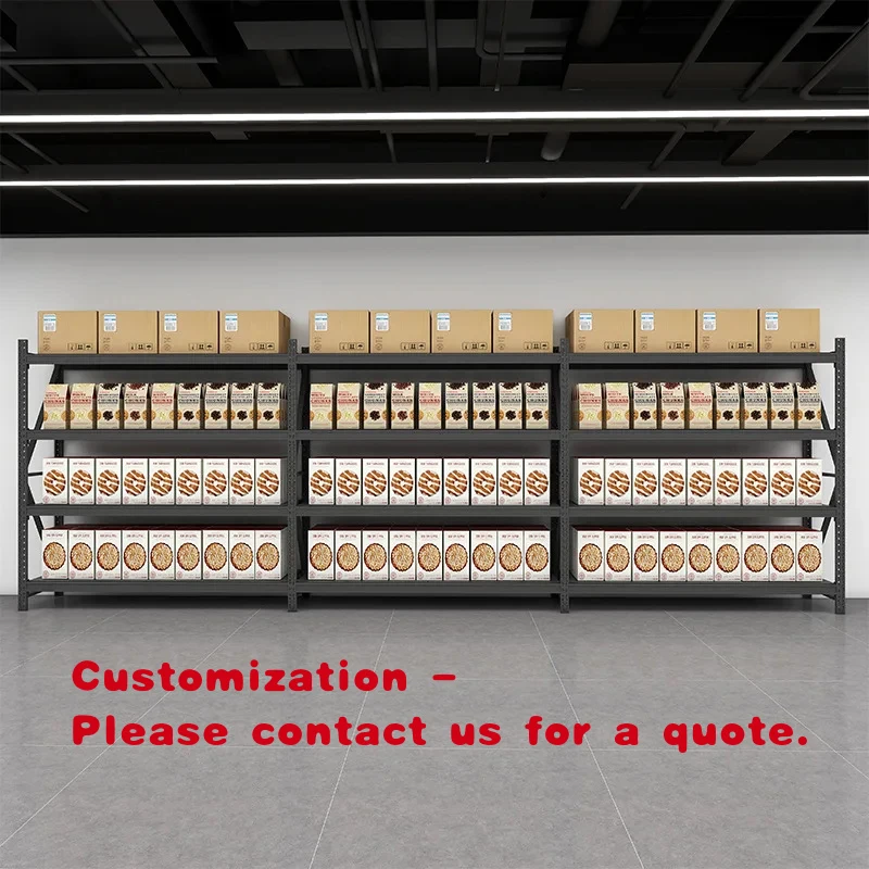 

custom.Custom Durable Steel Heavy Duty Supermarket Shelf Storage Display Rack 4-Floor Large Capacity Display Stand Snack War