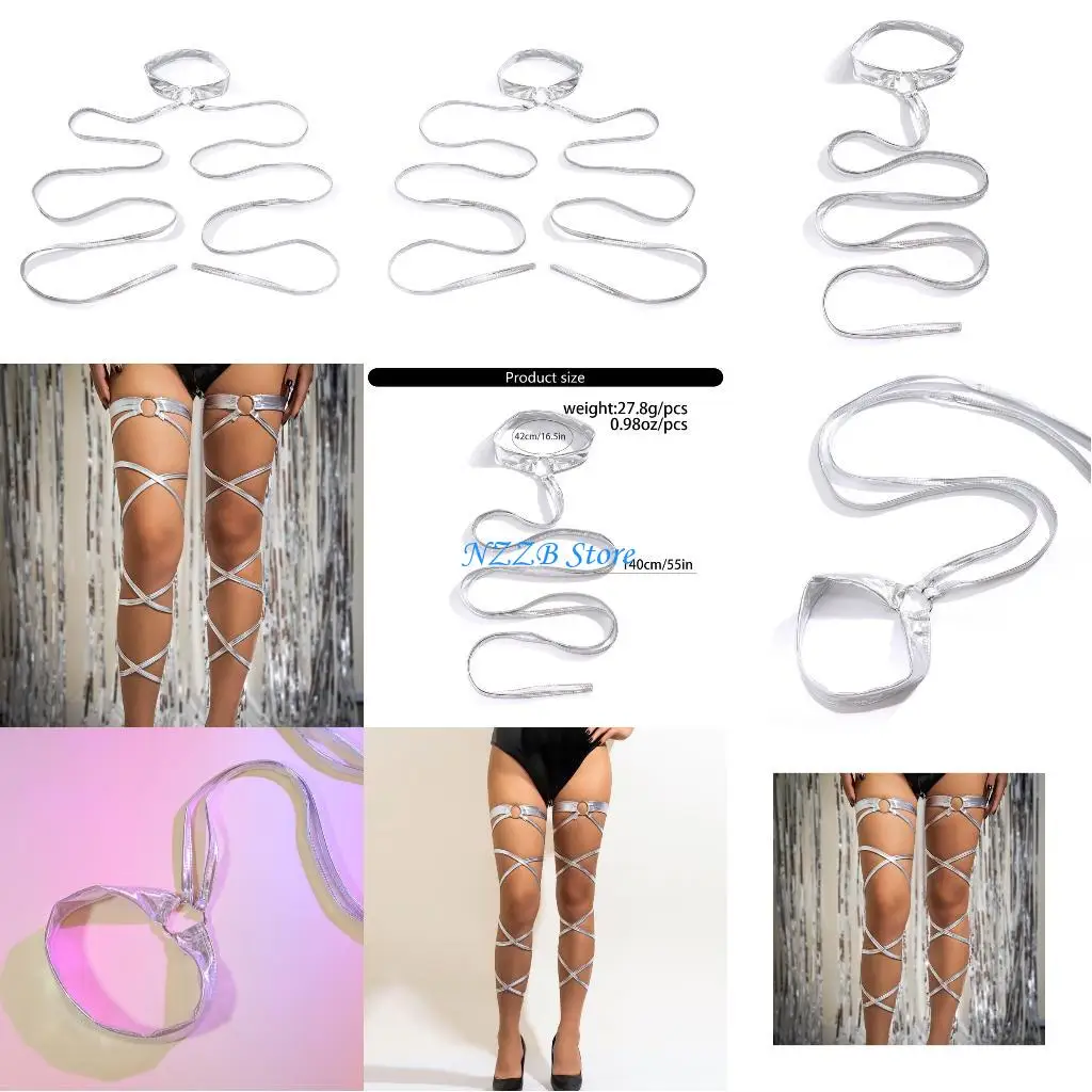 

T21F Long Leg Wrap Thigh Garter Bandage Strap For Stage Performances Themed Parties