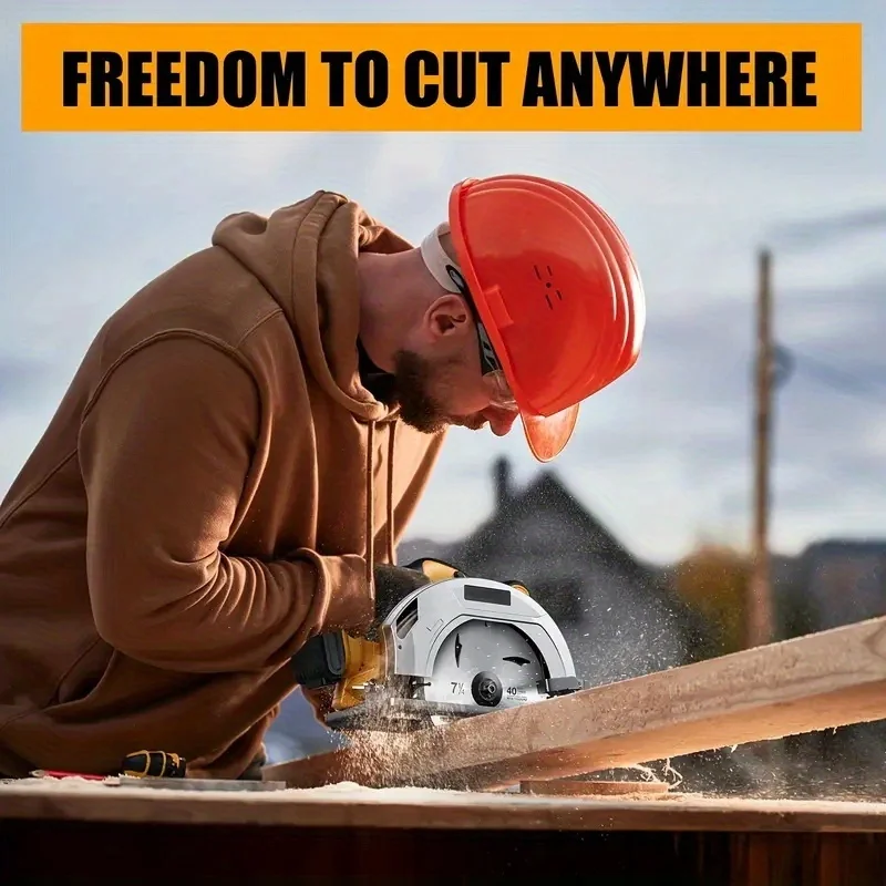 

Cordless Circular Saw for Dewalt 20V MAX Battery, 7-1/4 Inch Brushless Power Circular Saws, 0-50 Degree Bevel Capability, Lightweight with 2 Blades for Woodworking, Stone & Plastic, Bare Tool Only