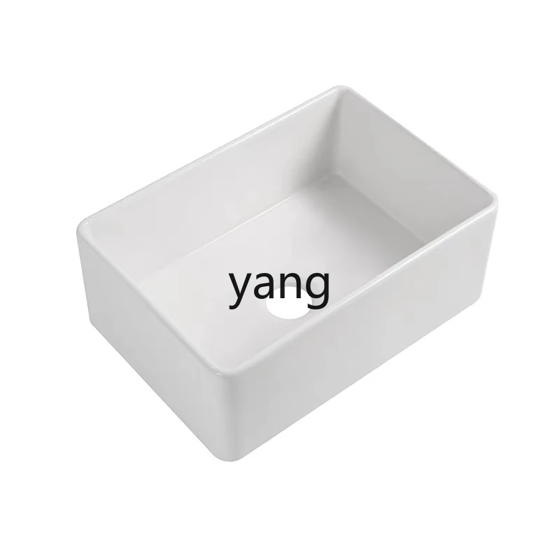 YJQ retro ceramic sink kitchen washing basin large single slot front semi-embedded