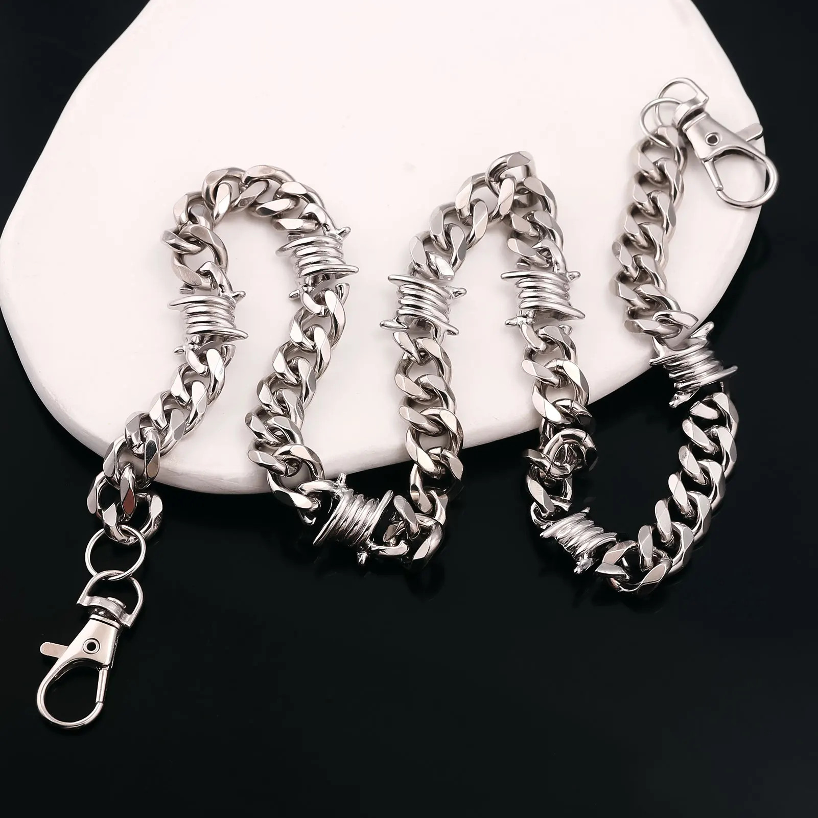 Cadena de billetera de motociclista para novio, cadena de bolsillo resistente con cierre redondo, cadenas de hombre para jeans, pantalones, accesorios de ropa