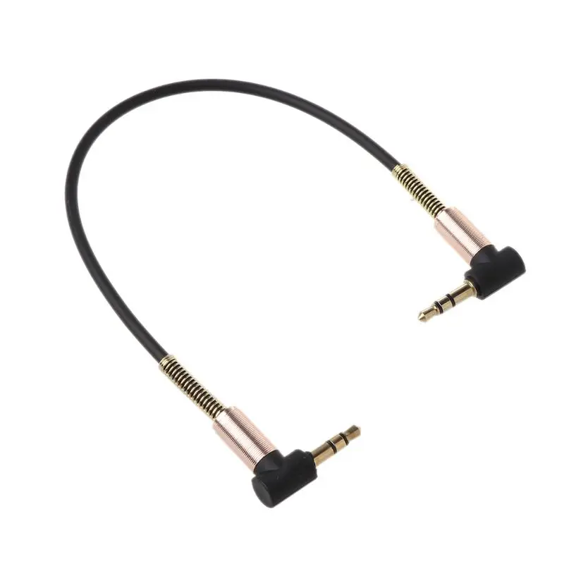 Car Aux Cord for Mobile Phone Tablet Player Stereo 24cm Dual 90 Degree Bending 3.5 mm to 3.5mm Male Cable