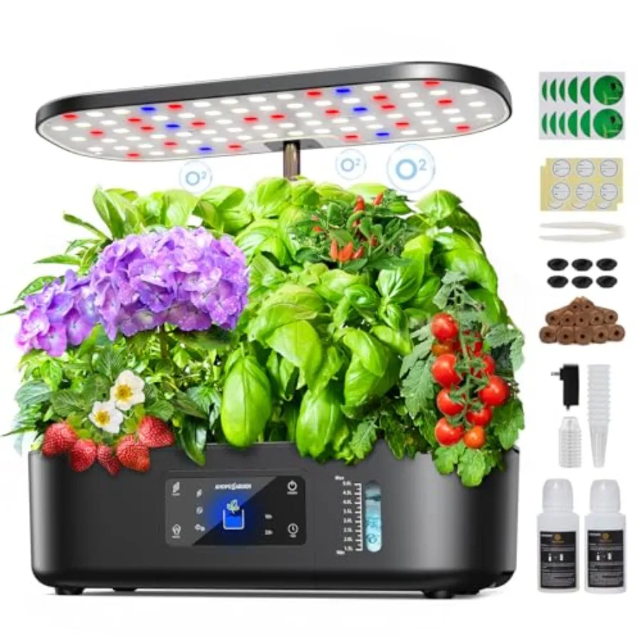 

Hydroponics Growing System Kit Indoor Herb Garden with Grow Light 12 Pods with LCD Touch Panel Hydroponic Planter Planting Heig