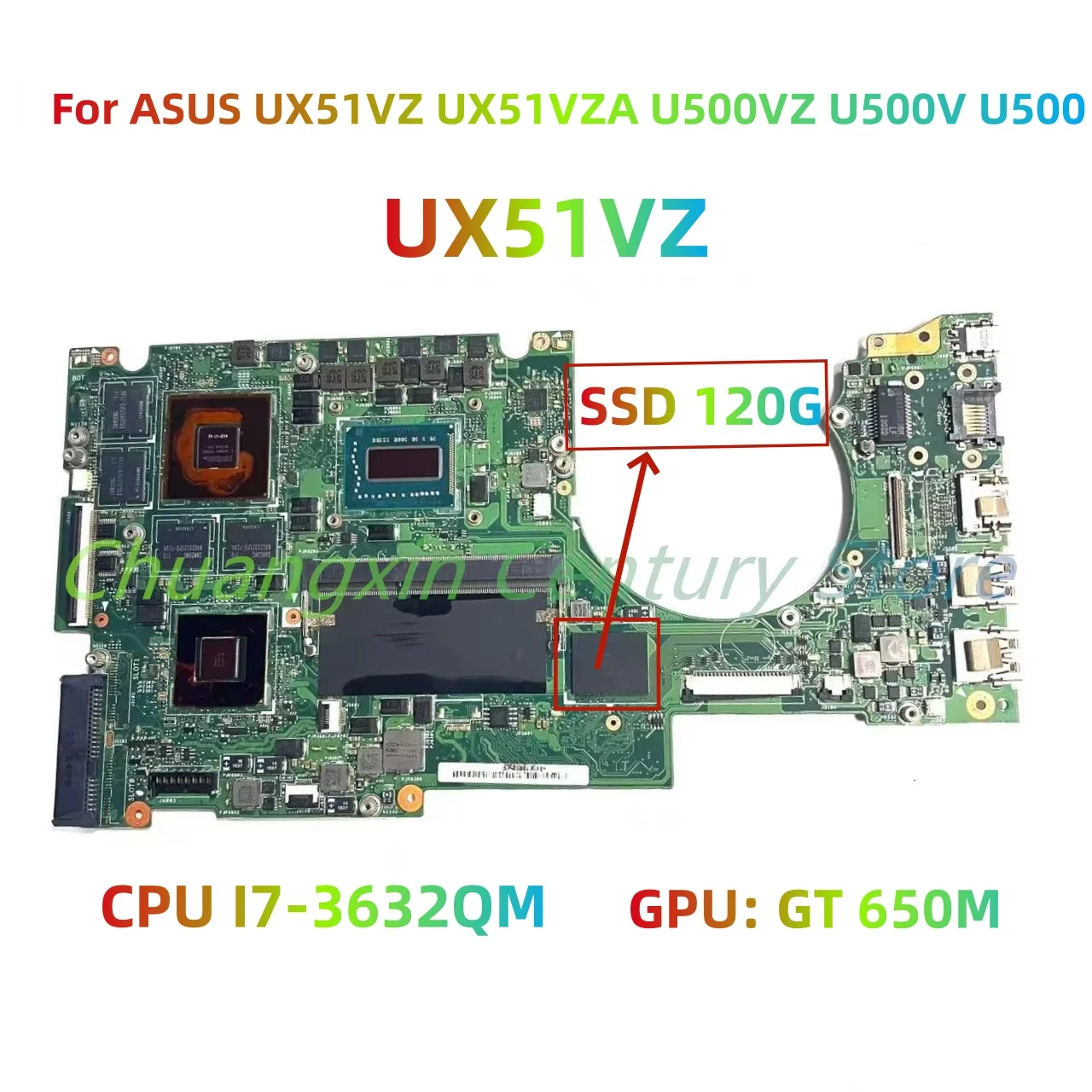 

UX51VZ motherboard for ASUS UX51VZ UX51VZA U500VZ U500V U500 Laptop with CPU I7-3632QM GPU: GT 650M SSD 120G 100% Tested