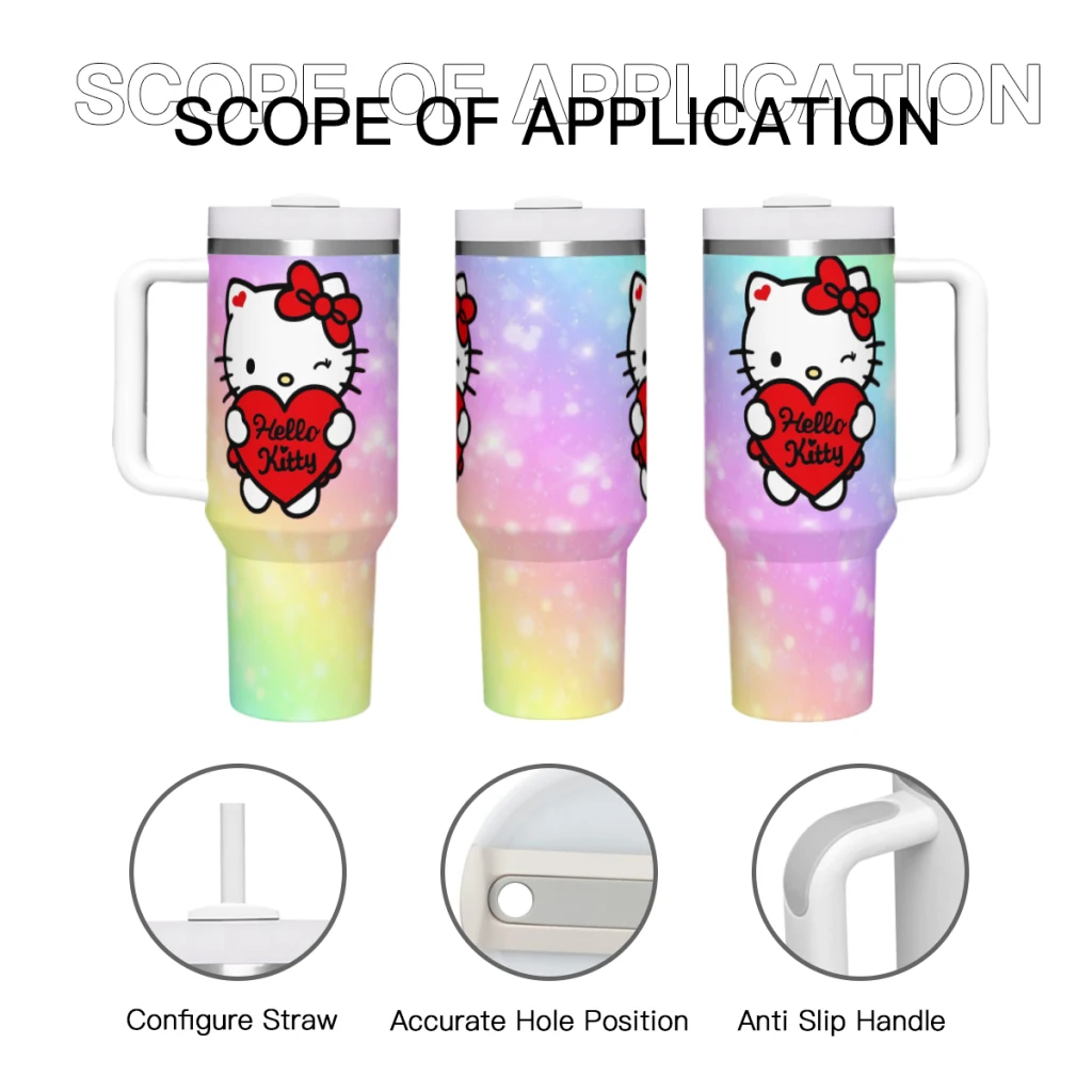 Cute Hello Kitty 40 Oz Ultimate Tumbler with Handle and Straw Vacuum Insulated Tumbler