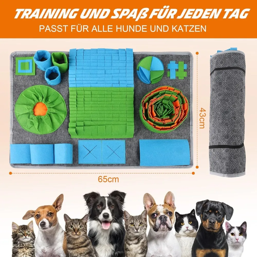 Alas mangkuk makan lambat, teka-teki anjing 65X44 Cm Dispenser makanan pelatihan Bau hidung bantalan potong karpet mainan anjing dapat dicuci