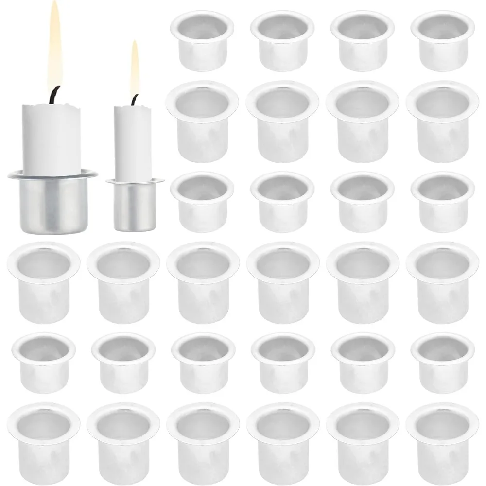 40pcs Mini Metal Candle Inserts Candlestick Holder Cup Aluminum Metal Candle Cups Drip Protector Catchers for Chime Wax Dripping