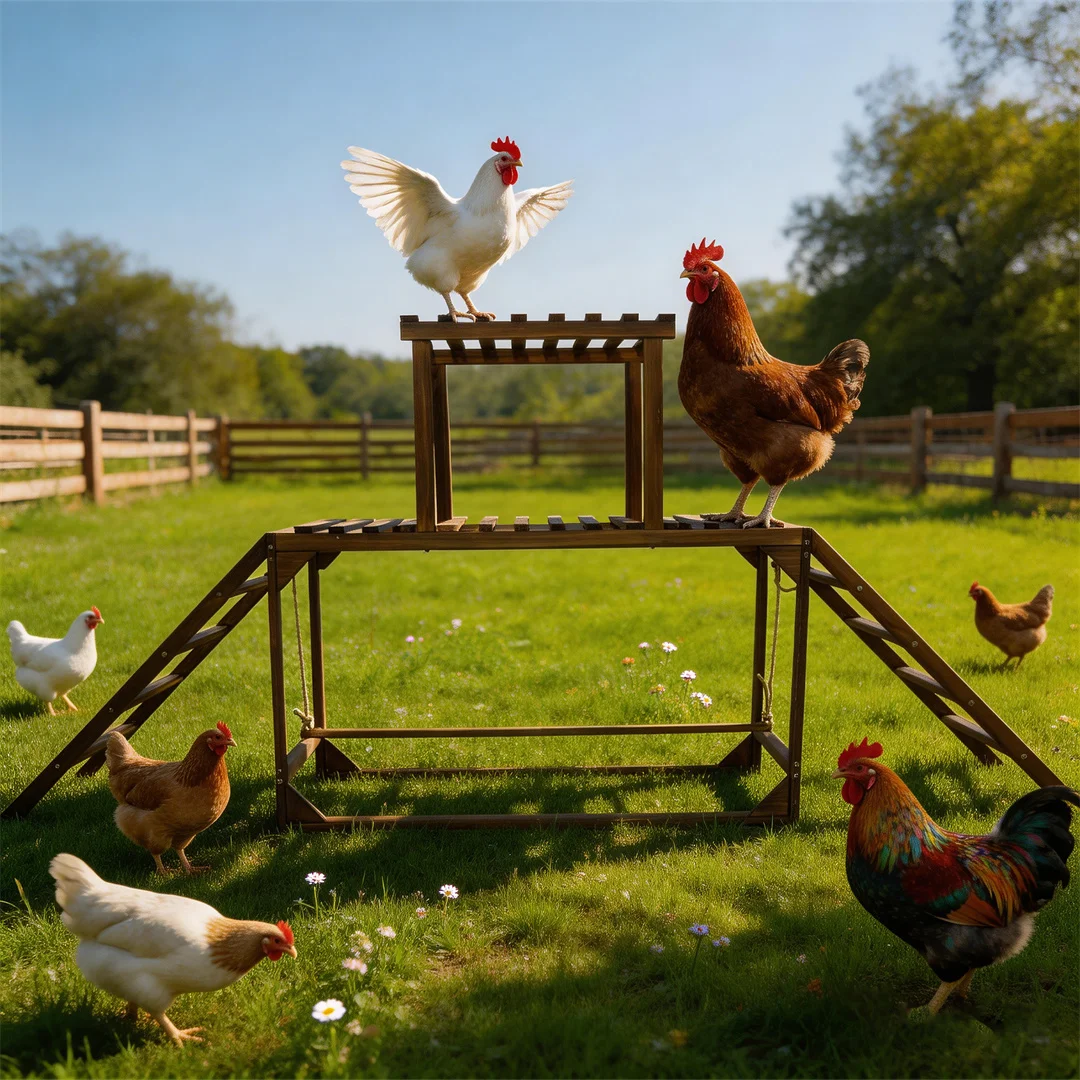 

Pine Wood Chicken Perch Swing with Roosting Bars & Climbing Ladder, Activity Play Toy for Healthy Happy Backyard Farm Pets
