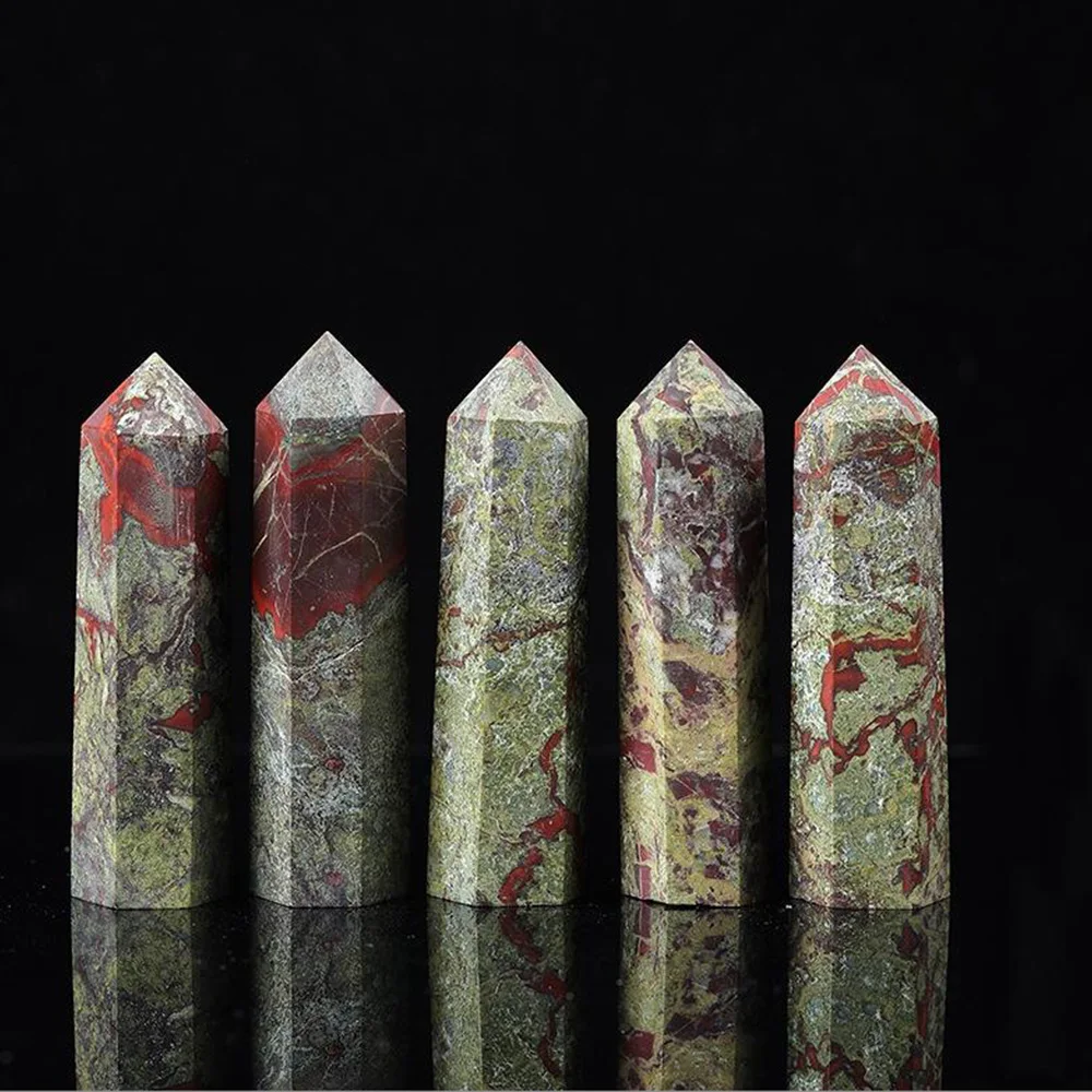 40-90mm Natural Dragon Blood Stone Crystal Hexagonal Column Crystal Quartz Point Healing Ornament for Home Decoration Gifts