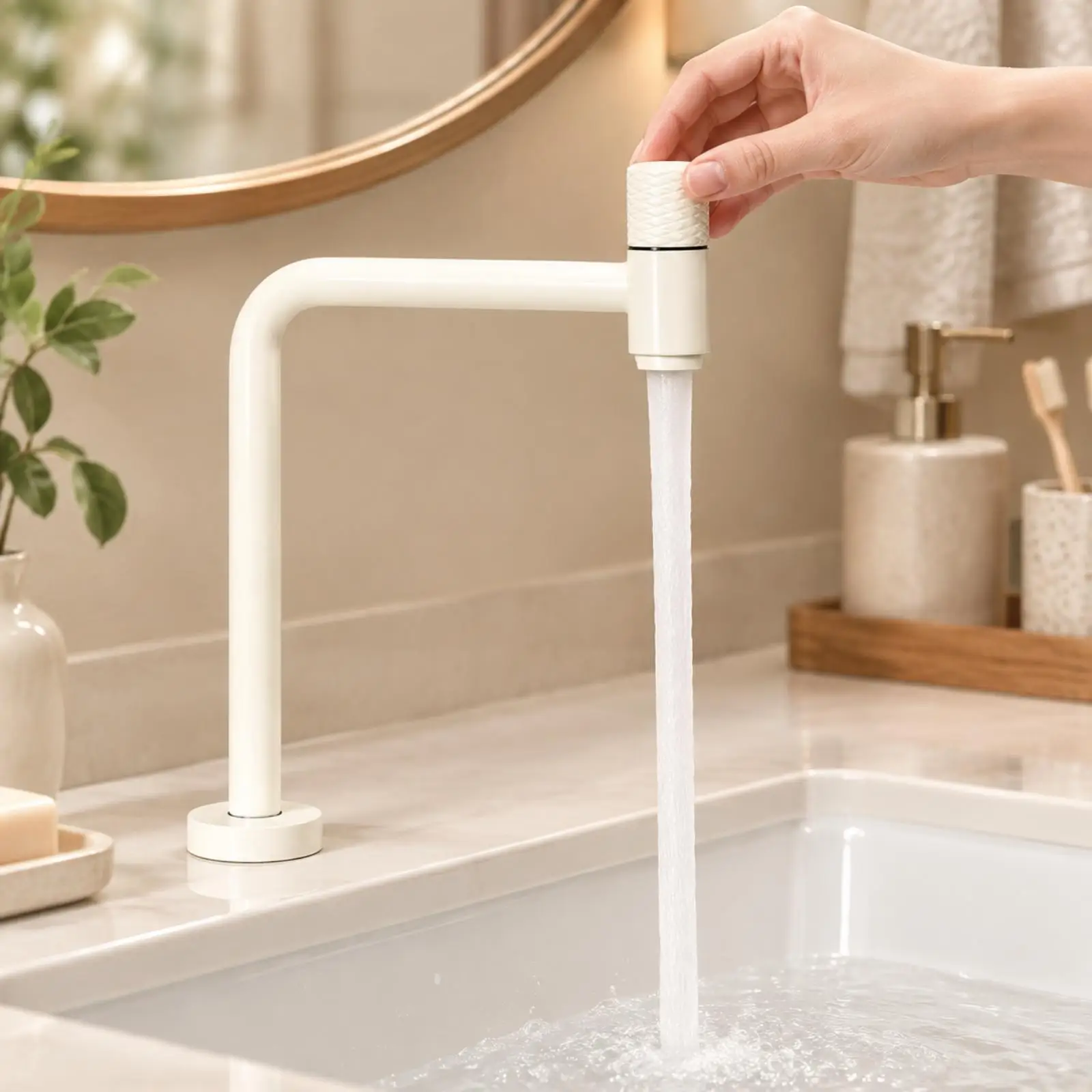 304 Stainless Steel Single Cold Tap Rotating Gooseneck Aerator Stream Faucet for Sink Basin Laundry Balcony Use