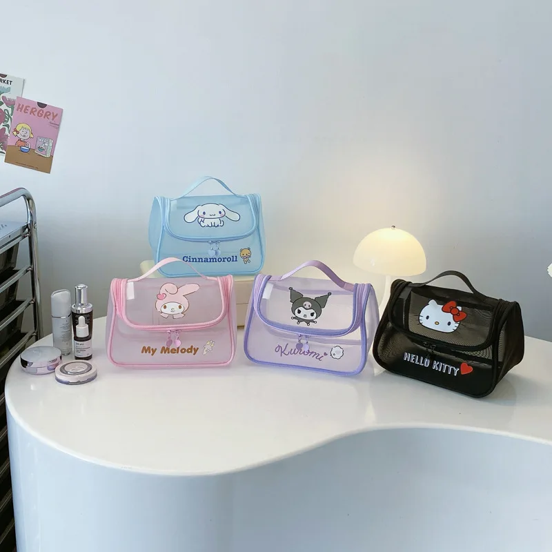 

Sanrio Genuine Cute Cartoon Girl Mesh Breathable Cosmetic Bag Portable Toilet Case Cosmetic Bag Commuter Hand Carry