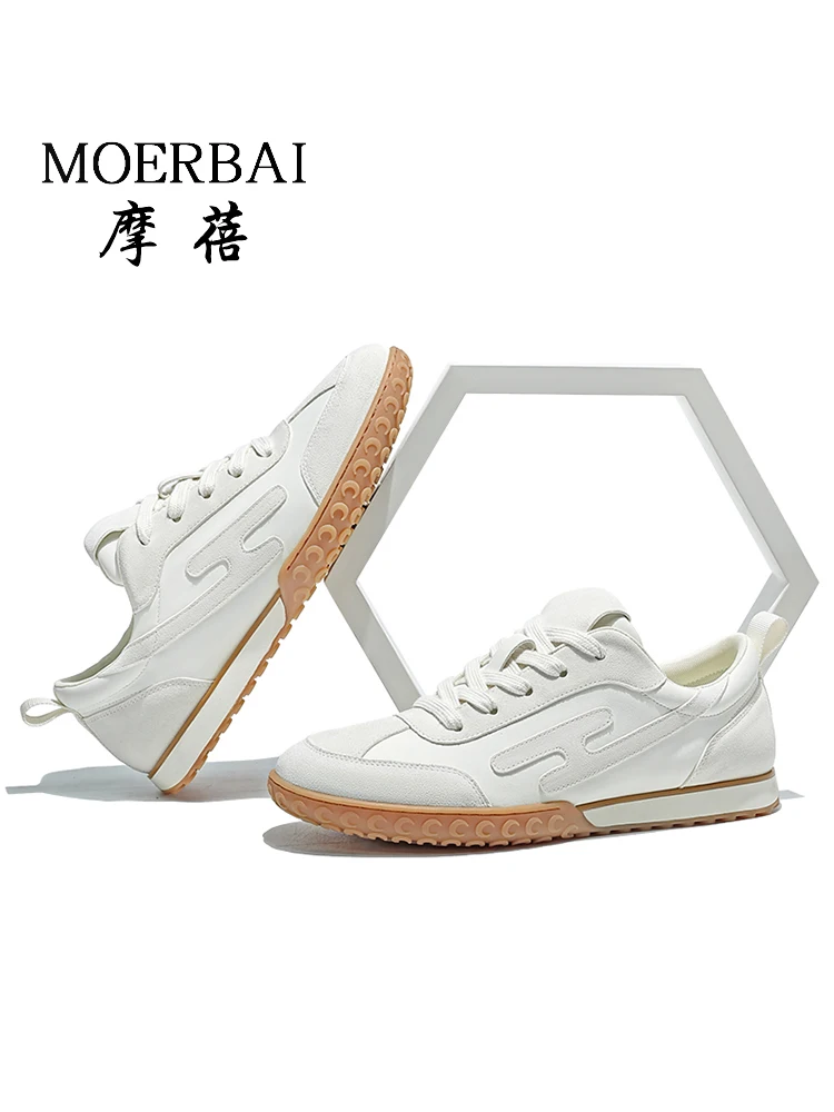 

Мужские кроссовки Moerbai из натуральной кожи, весенняя новинка, повседневные спортивные кеды Malcolm X, низкие кроссовки, модные белые кроссовки