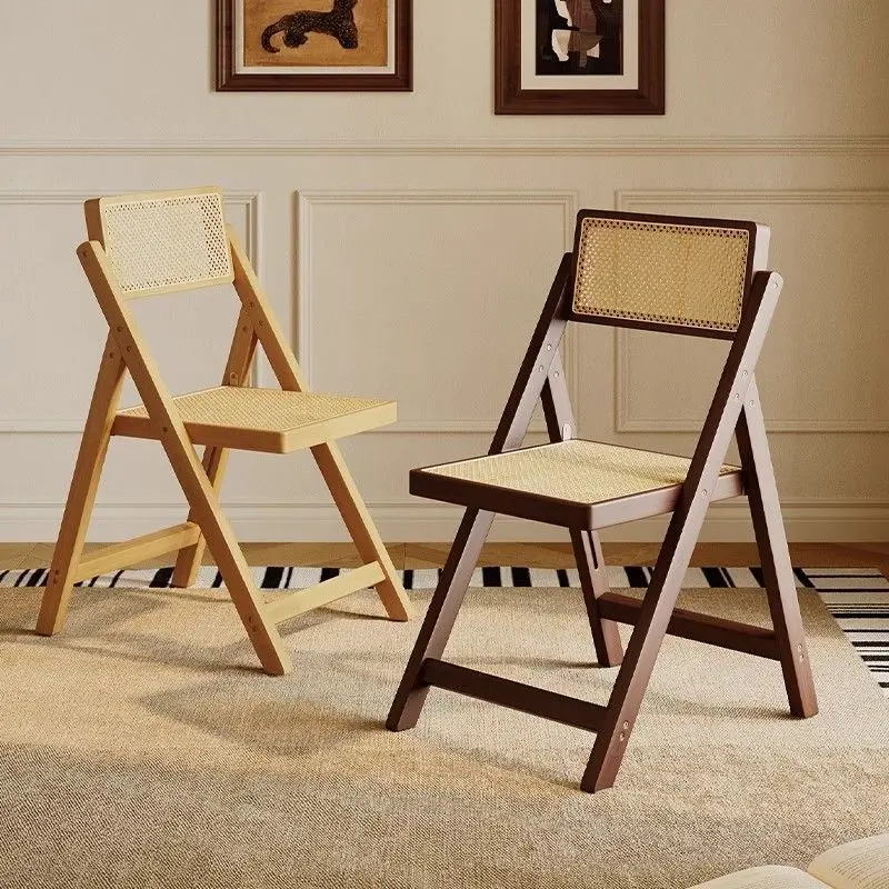 

Складной стул с ротанговой спинкой, антикварный, для дома, балкона, гостиной, столовой, портативный, одноместный.