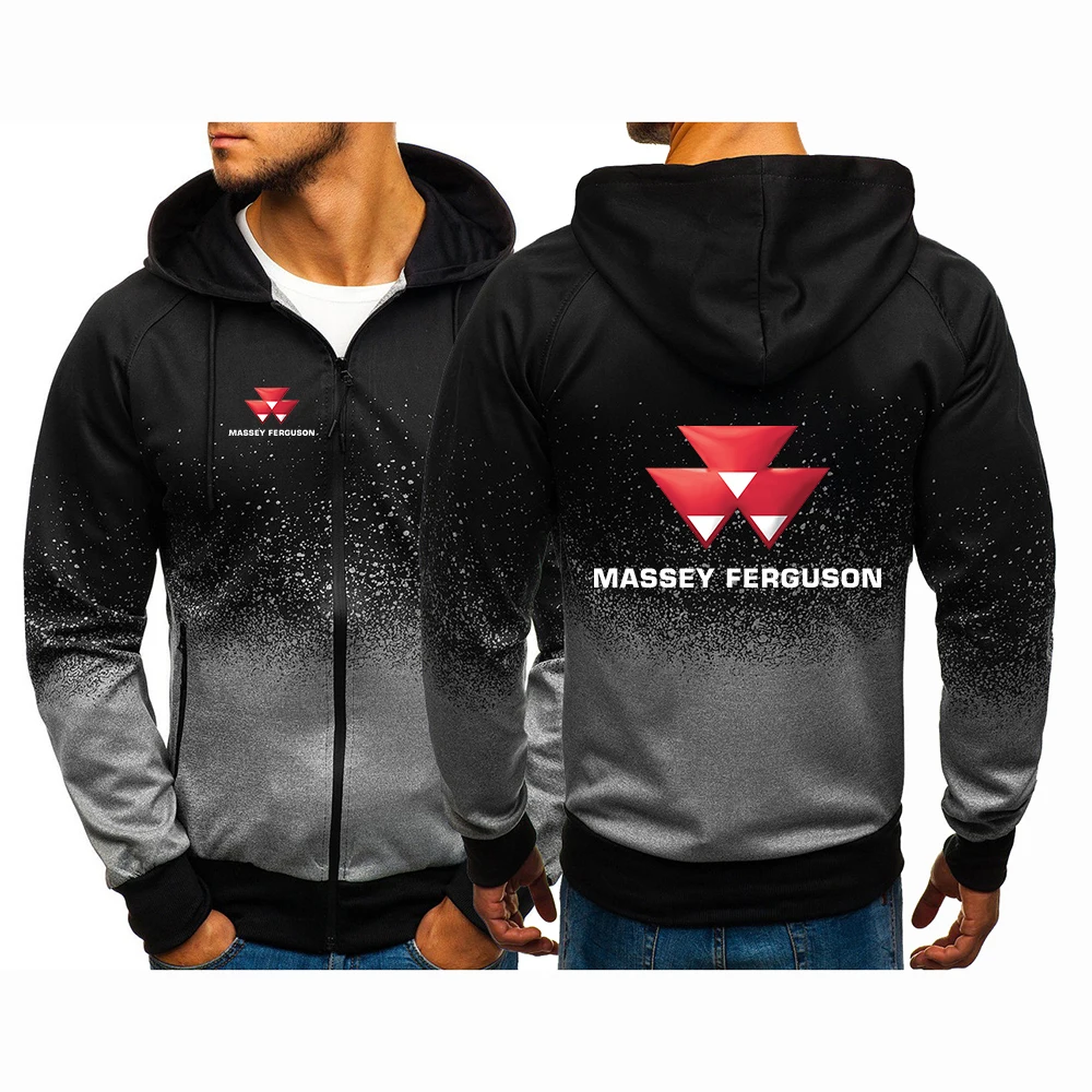 Massey Ferguson 2024 Men's New Gradient Sweatshirts Harajuku Hoodies Zipper Pullover Handsome Cotton Clothing Jackets Coat Tops