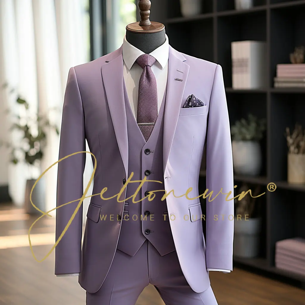 

(Blazers+Pants+vest) 3 Pieces Mens Suits 2 Buttons Wedding Suits for Men Groom Tuxedos Business Formal Suits Jackets