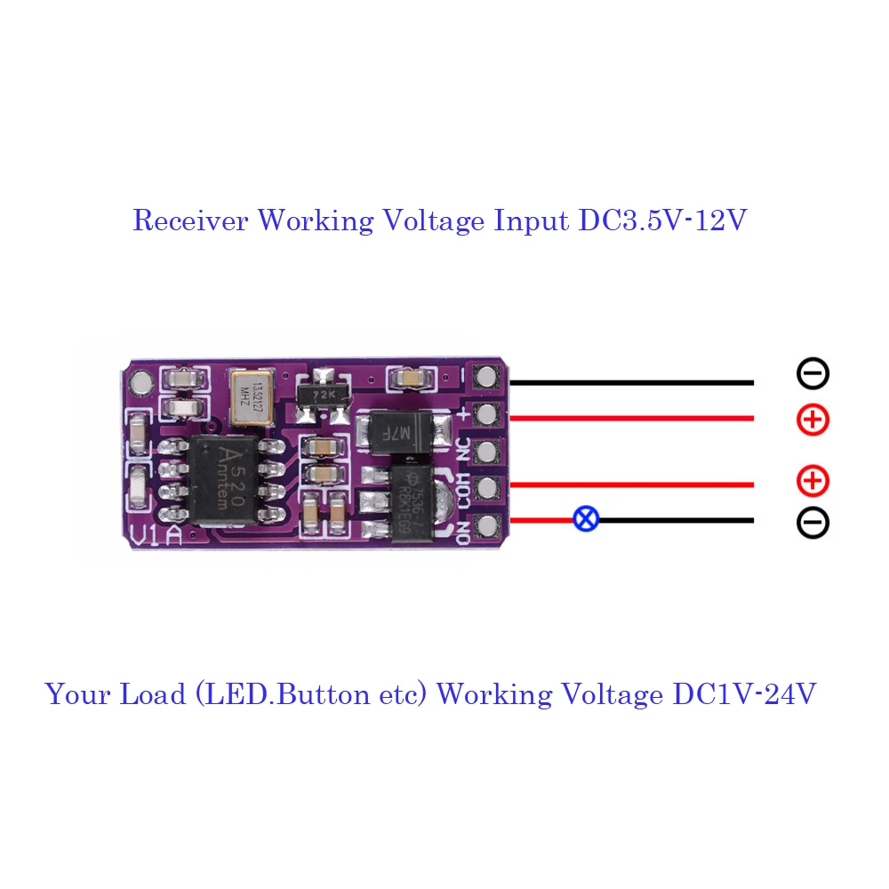 RF Remote PCB Board 1527 433.92MHz Power On Transmitting Signal for Alarm System Low Power Consumption Mini Relay Contact
