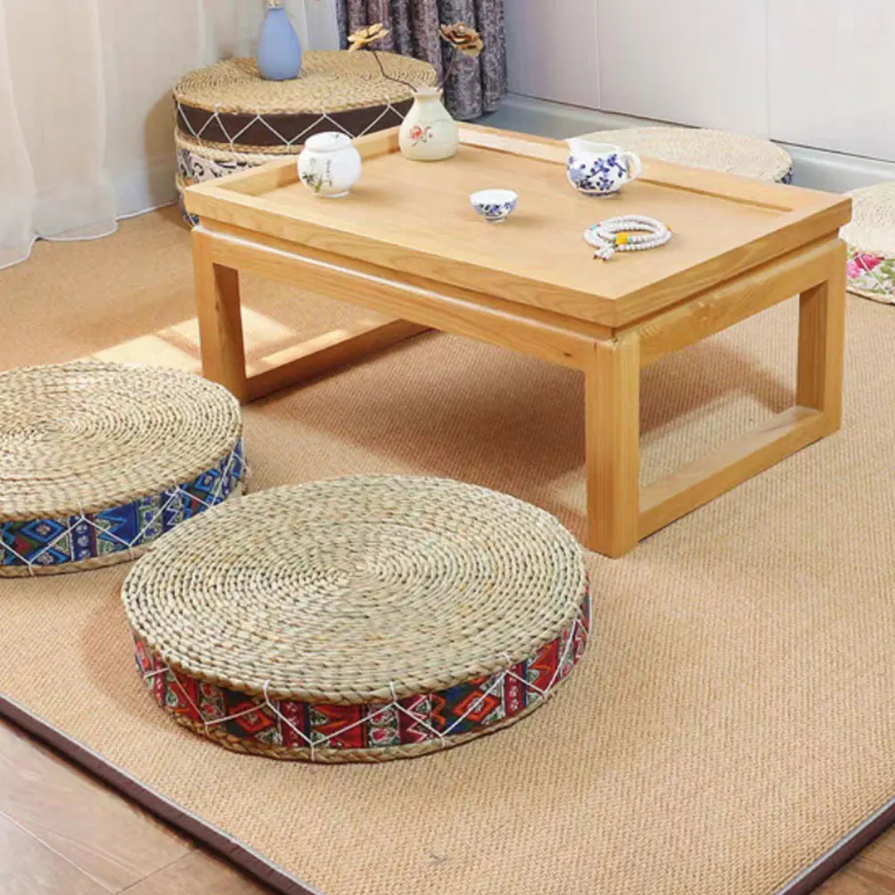 

Round Straw Woven Seat Cushion 30cm Diameter 7cm High Japanese Style Floor Mat Bedroom Living Room Picnic Pad Braided Carpet
