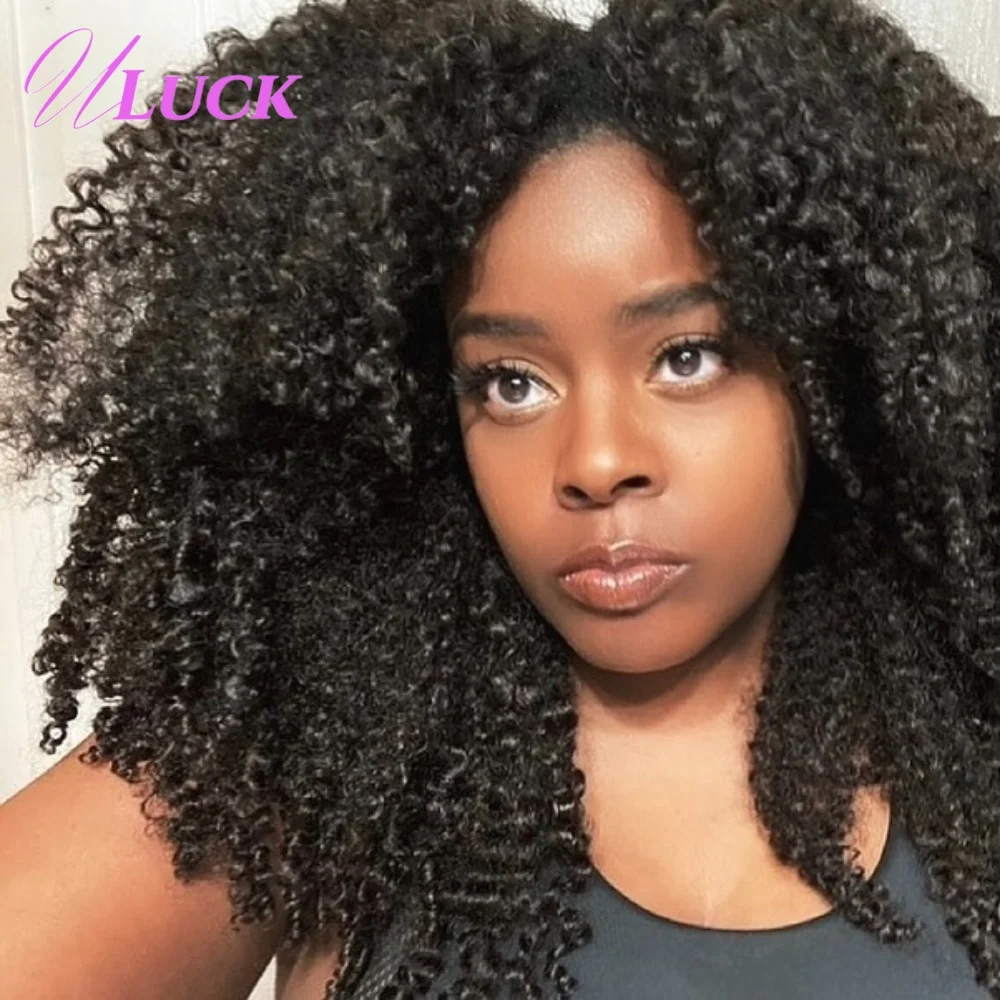 Uluck Afro Kinky Curly 5x5 HD Lace Front Wig 400% Density 100% Human Hair Wigs With Natural Hairlines Preplucked For Black Women