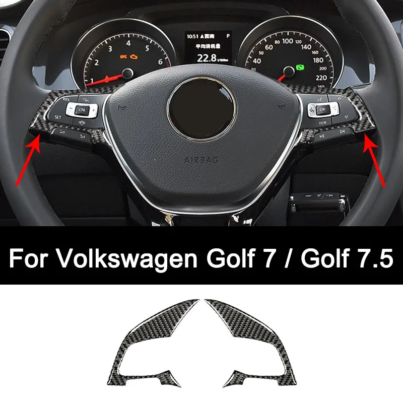

For Volkswagen Golf Mk7 Mk7.5 (2012-2019) Premium Carbon Fiber Auto Steering Wheel Button Decorative Sticker Auto Accessories