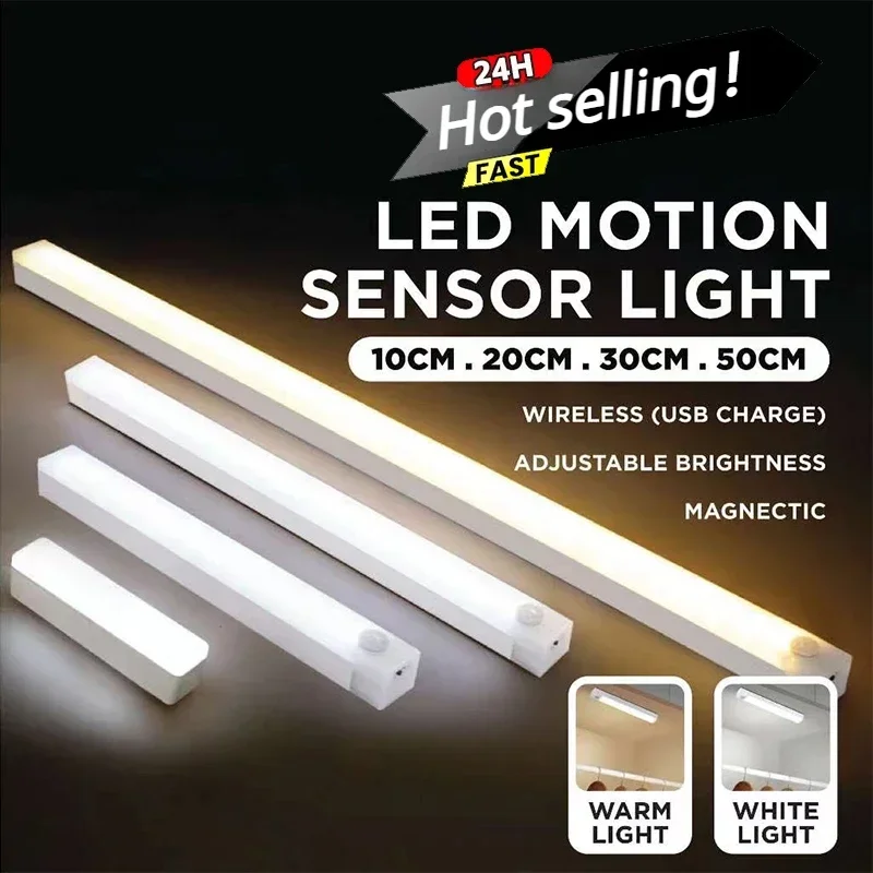 PIR Led Bar Motion Sensor Lights Mood Light Rechargeable Lamp Bedroom Decoration Dimmable Night Closet Stairs Lamps Room