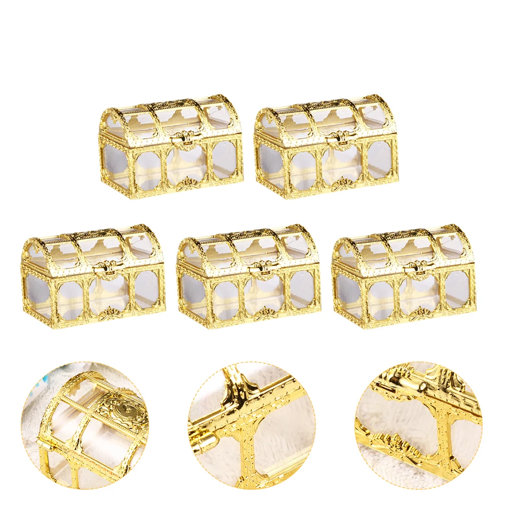 

5pcs Storage Treasure Candy Chest Shape Plastic Party Weddings Decor Wrapping Gift Wedding Packing Boxes Gift Boxes
