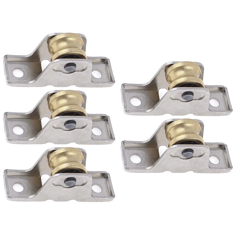 5X 1.6Cm Dia Single Roller Window Pane Pulley Doors Wheel Silver + Gold