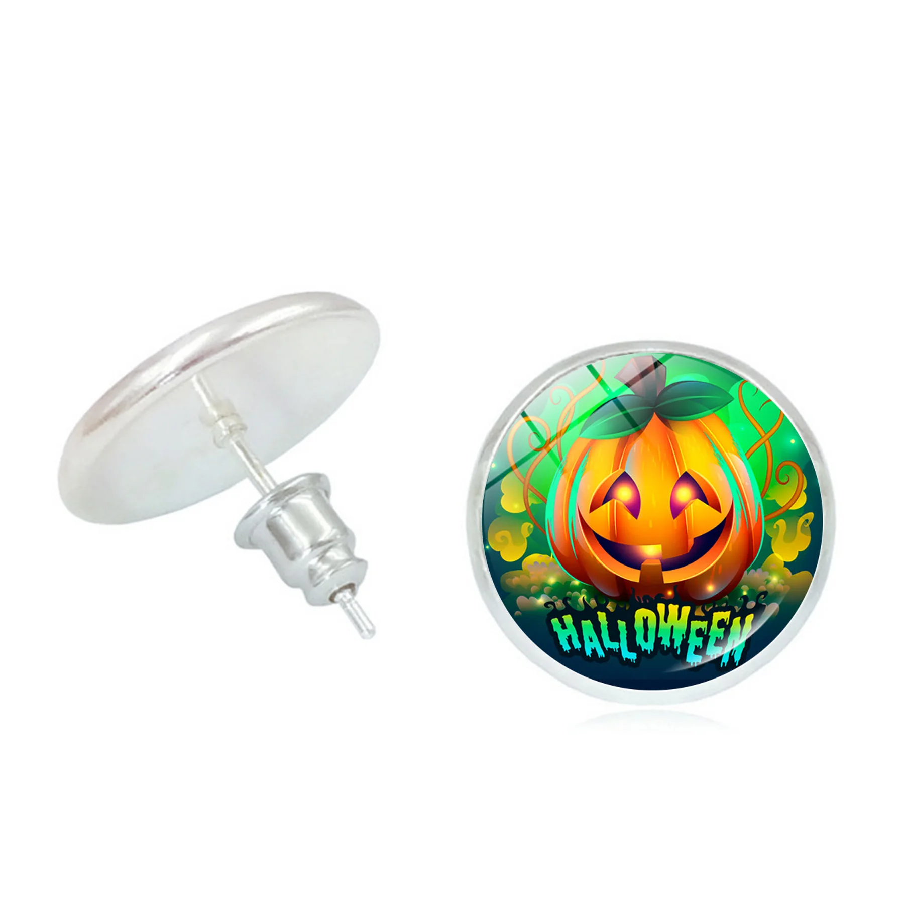 Europe America Transparent Resin Multi Form Pumpkin Sticker Earring UNISEX Halloween Hip Hop Terrifying Atmosphere Party Earring