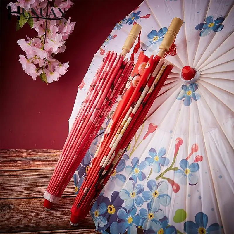 

1pc Silk Cloth Women Umbrella Japanese Cherry Blossoms Ancient Dance Umbrella Decorative Umbrella Chinese Oil Paper Umbrella