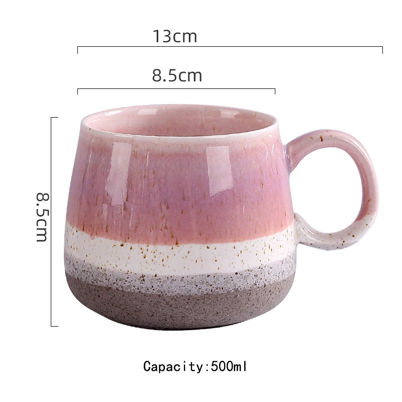 500ML Large Ceramic Coffee Mugs Pottery Tea Cup for Office and Home Hot Cold Drinking Stylish Texture Glaze Mug