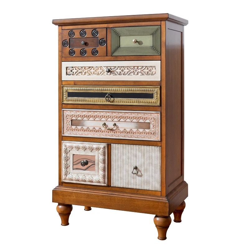 

American solid wood chest of drawers, living room entrance cabinet, retro balcony locker, bedroom storage cabinet, sofa side