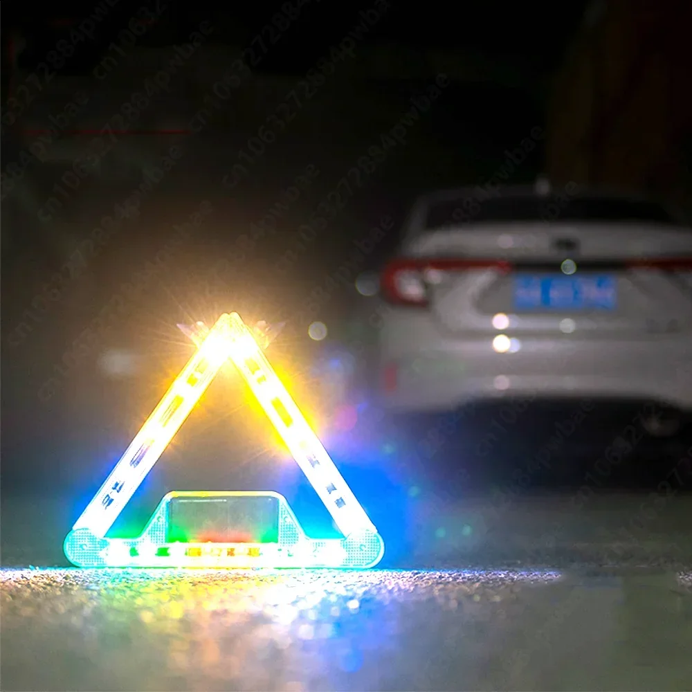 Solar Car Strobe Warning Light RGB Foldable LED Anti Collision Light Flasher Stroboscopes Emergency Lighting Parking Signal Lamp 