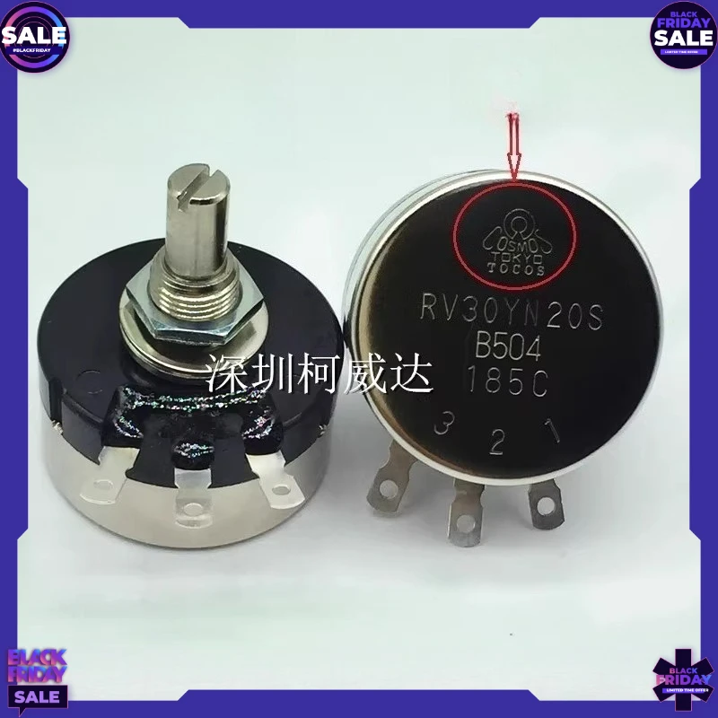 New Original Japanese Potentiometer RV30YN20SB504 500K Single-turn Carbon Film Metal Knob Potentiometer Handle 20mm