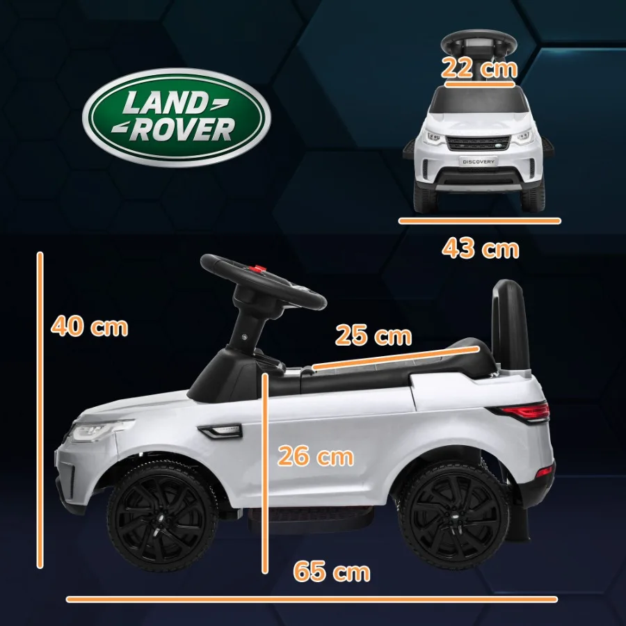 Qaba Land Rover Licenciado 6V Ride on Push Car 2 em 1 Carro Deslizante Bateria Carro Elétrico para com luzes Buzina de Música para 186