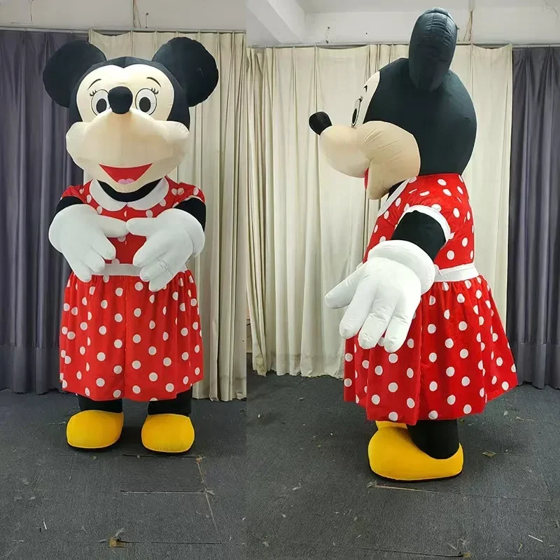 Mascota inflable de Mickey y Minnie de 2M-3M, fiesta de Navidad, disfraz de actuación inflable para caminar para adultos, espectáculo de ceremonia publicitaria