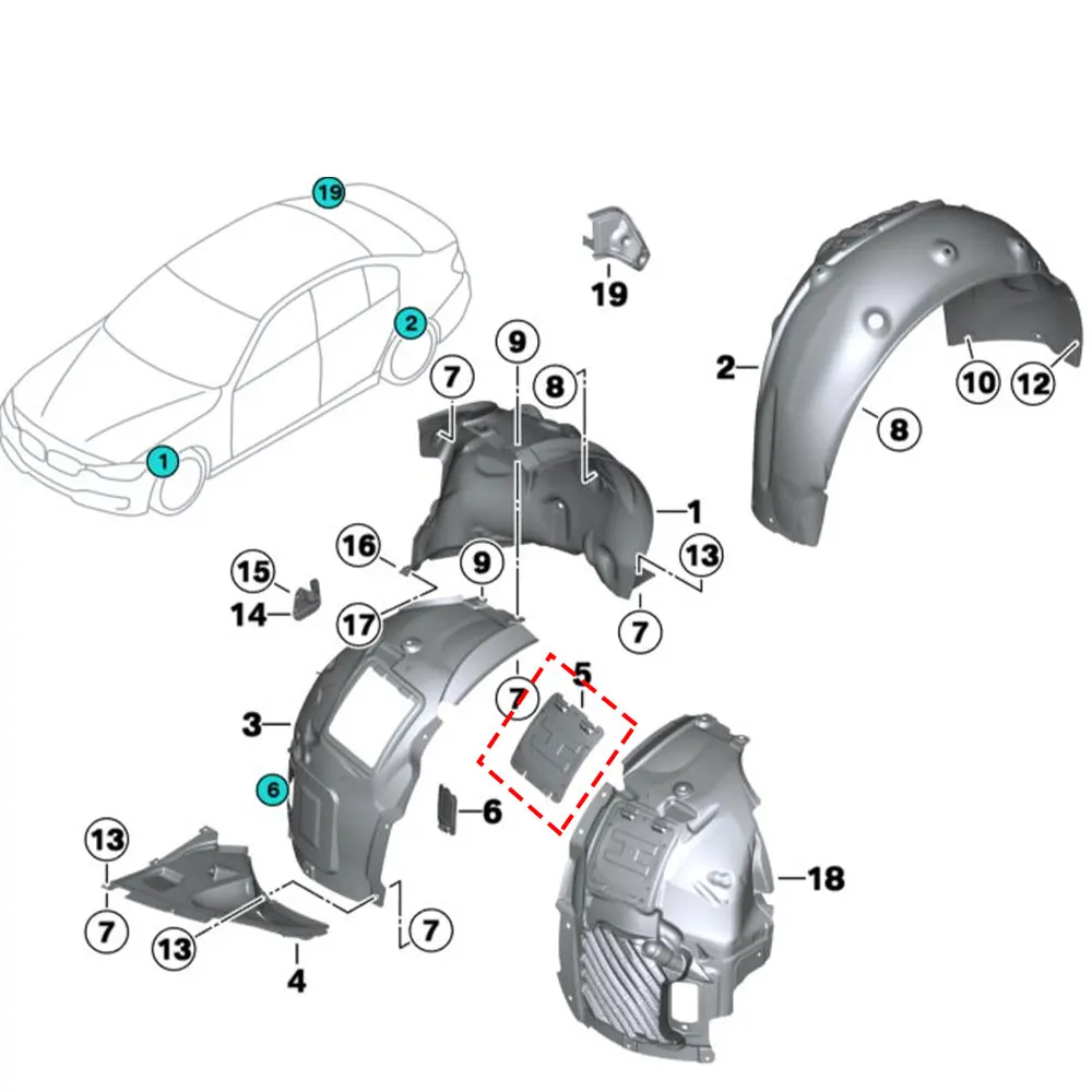 For BMW F20 F22 F30 F33 F34 F36 Front Wheel Mudguard Cover Inner Lining Headlight Bulb Cap For Bmw 1 2 3 4 Series 51717260397