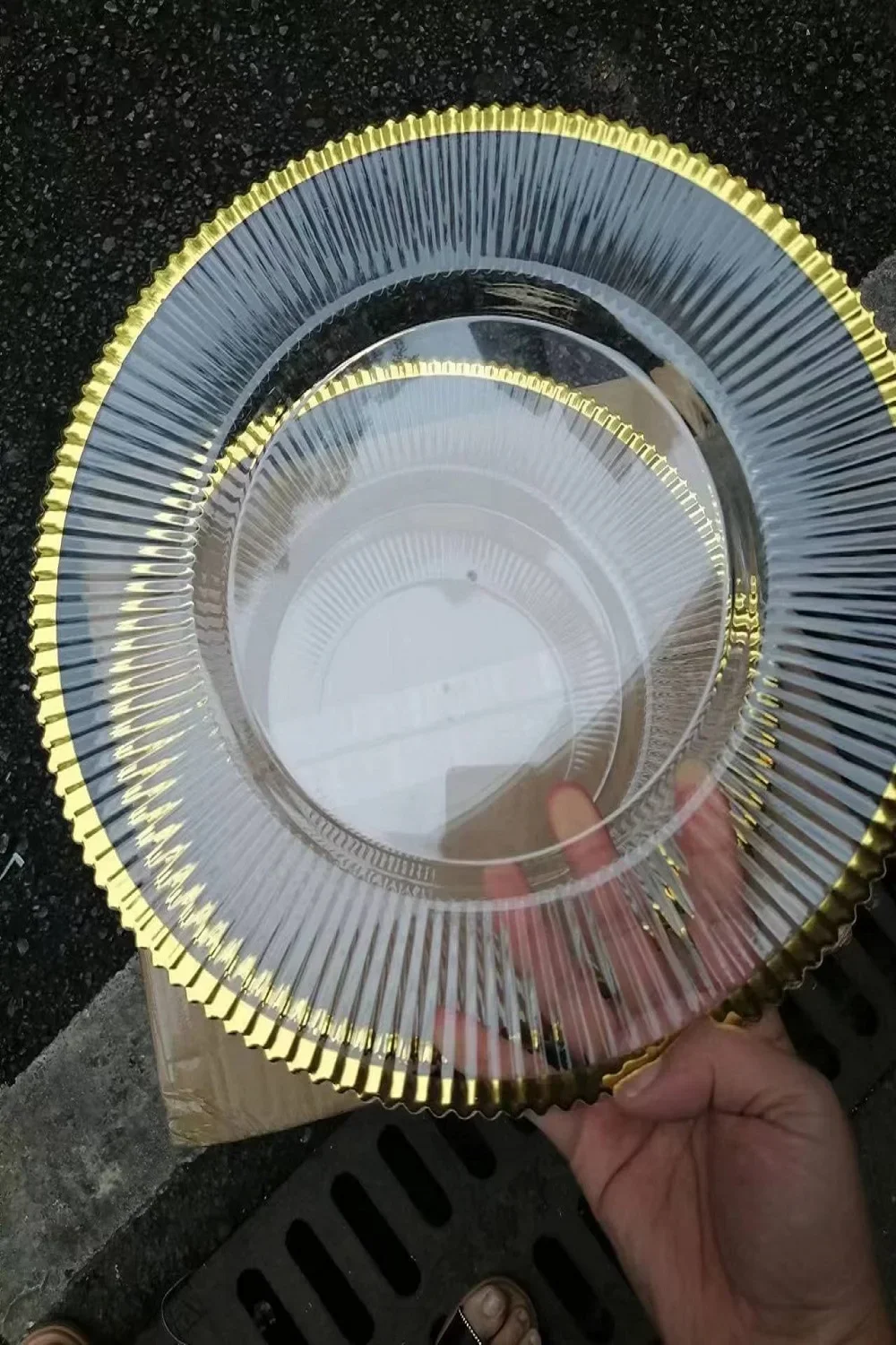 200 PCS 13Inches Clear Charger electroplating Plate Plastic Decorative Service Dinner Plate Serving Wedding Decor Table Place