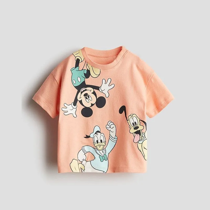 White Tees  Girls Child Summer Thin Casual  Short Sleeve Clothing For 3 4 5 6Years Old Kids Cute Tops Minnie And Daisy Tshirt