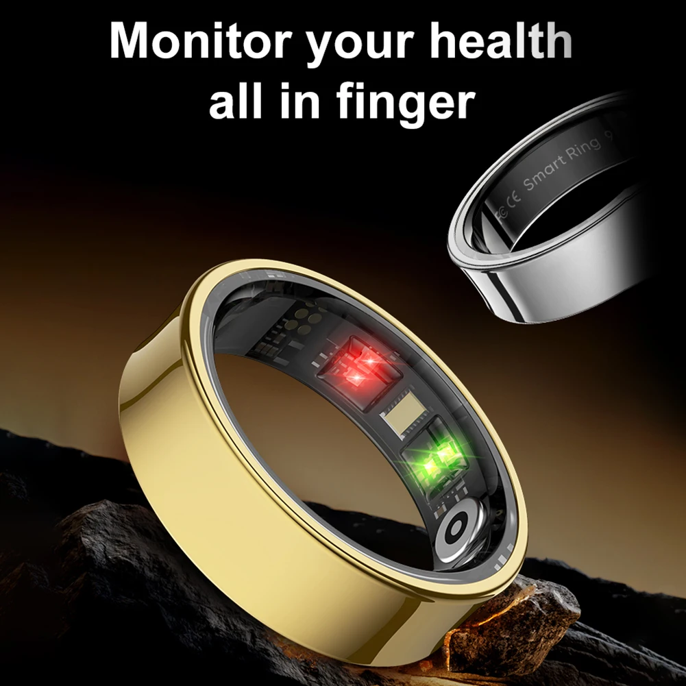 R09 Smart Ring BT 5.2 Fitness Ring Multi Sport Modes Monitoring Body Temperature Health Sleep Monitor 5ATM Waterproof with Case