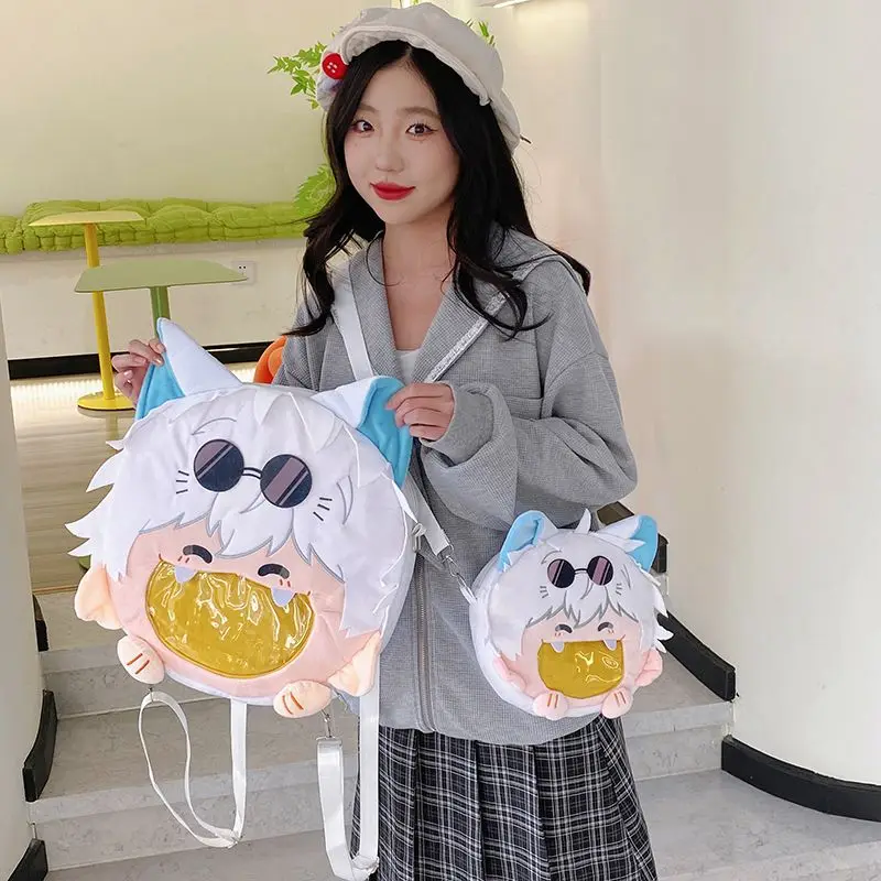 Neuer Spell Return Gojo Satoru Anime Plüsch-Rucksack mit Großer Kapazität, Leichtgewichtiger Schulrucksack, Umhängetasche