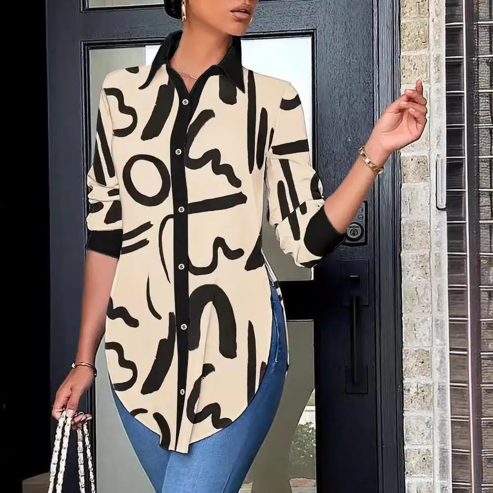 スイートスレ ポリエステル カーディガン カラー レディース イルト ロング スヴェ プリント カラー ブロ 変形防止 春 ファッション レディース...