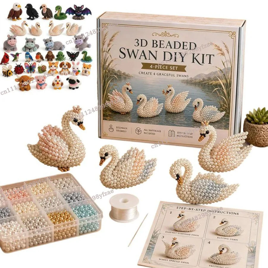 Nuevo kit de manualidades con cuentas 3D pequeñas, hecho a mano, con cuentas de animales, para hacer manualidades.