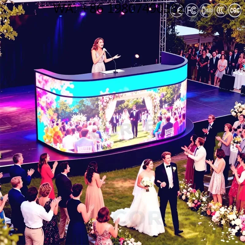 

Multi-functional DJ Booth Table Audio Mixer Disc Player Integrated LED Display Panel for KTV Nightclub Party Stage Activities