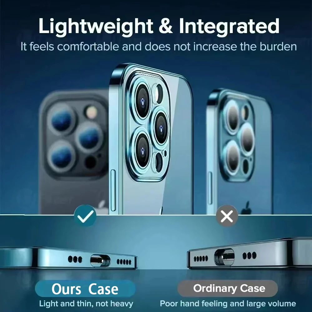 جراب هاتف شفاف مطلي بجودة عالية لهاتف iPhone 16 15 14 Plus 11 12 13 Pro Max عدسة كاملة حماية لينة TPU غطاء خلفي مقاوم للصدمات #5