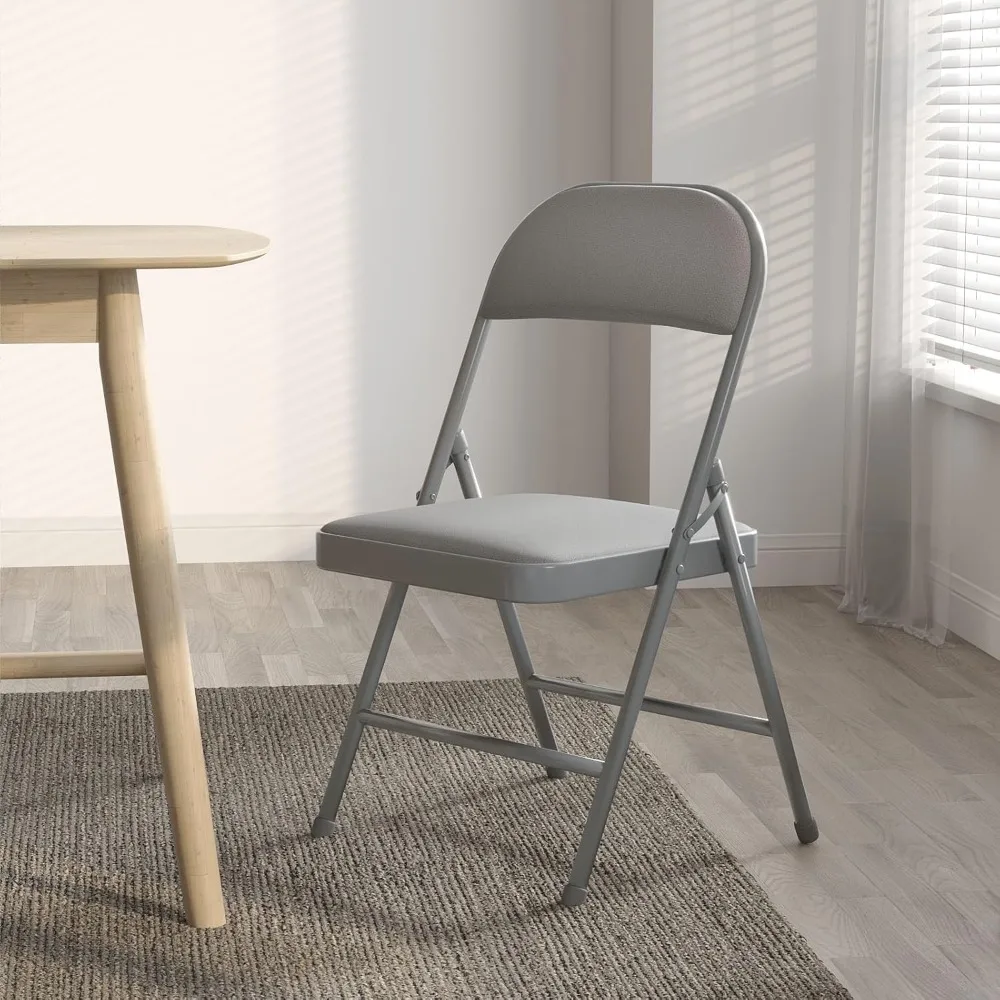 

4 Pack Folding Chairs with Padded Vinyl Cushion Chairs with Comfortable Cushion and Durable Steel Frame