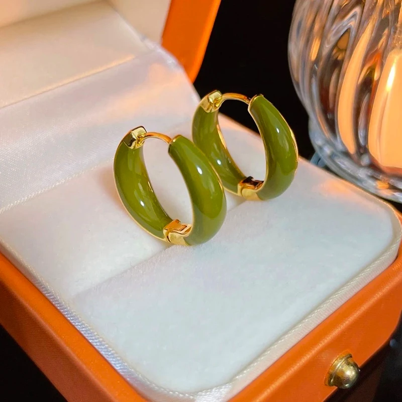 2023 New Fashion Trend Creative Geometric Oil Drop Circle Hoop Earrings for Women Simple Temperament Girls Party Jewelry Gifts