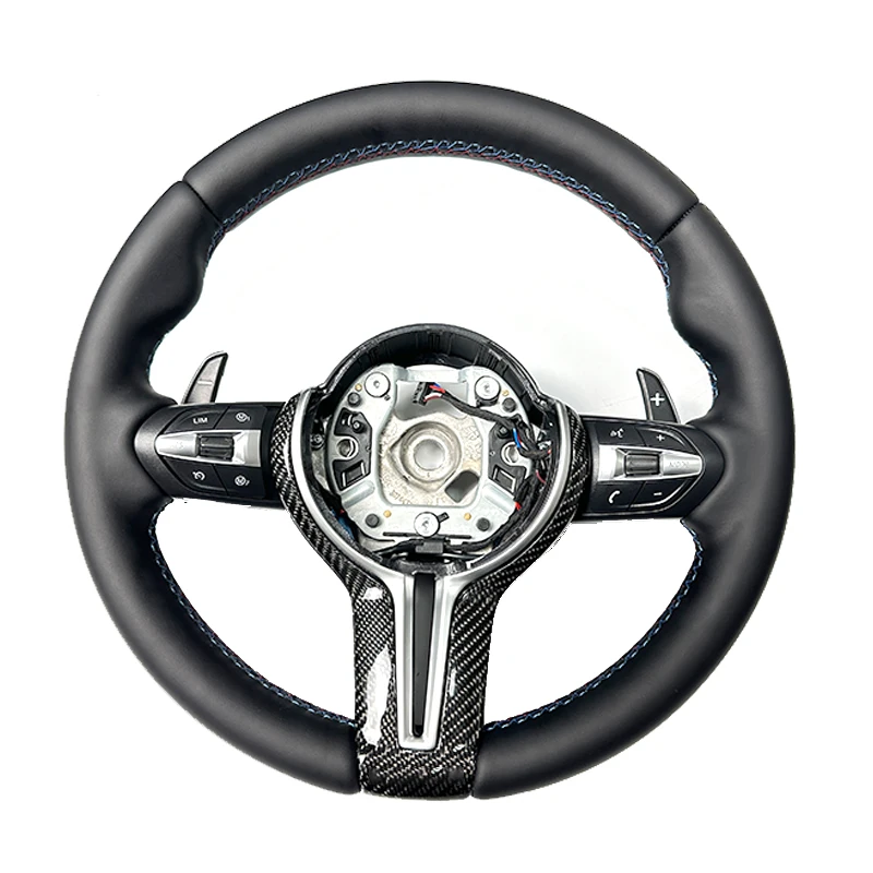 Leather and  Carbon Fiber Cover Steering Wheel F10 F20 F30 F15 F25 F07 F02 X3 X5 X6 Steering Wheel For  F Series