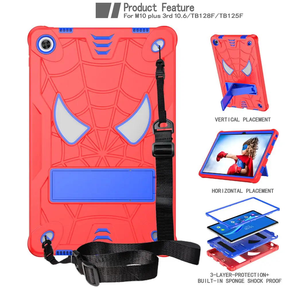 

Case for Lenovo Tab TB128FU TB128XU M10 Plus 3rd Gen 10.6 inch 2022 Kids cover Silicone +PC case TB125FU TB125XU +shoulder strap