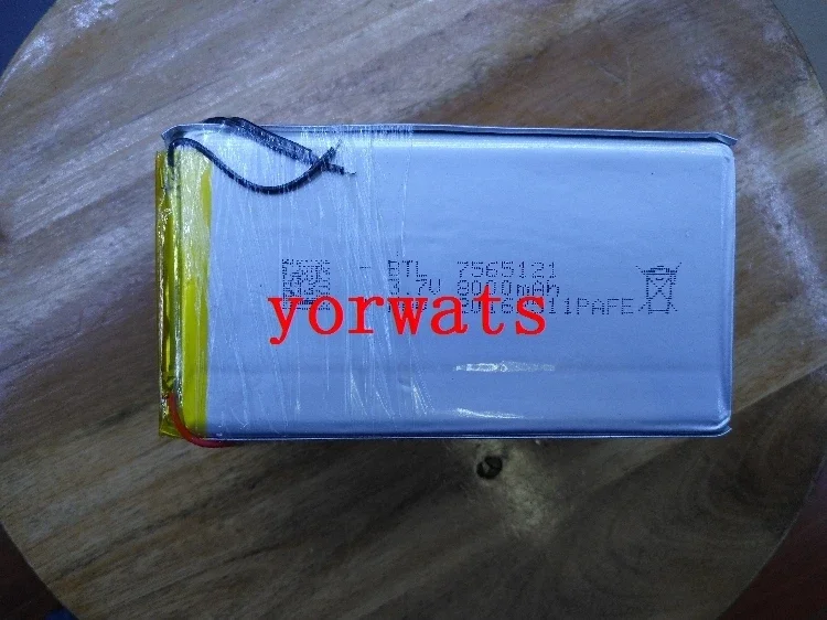 Новый горячий литий-ионный аккумулятор 3,7 В, полимерная литиевая батарея 7565121   8000 мАч зарядка аккумулятора сокровище прямая продажа